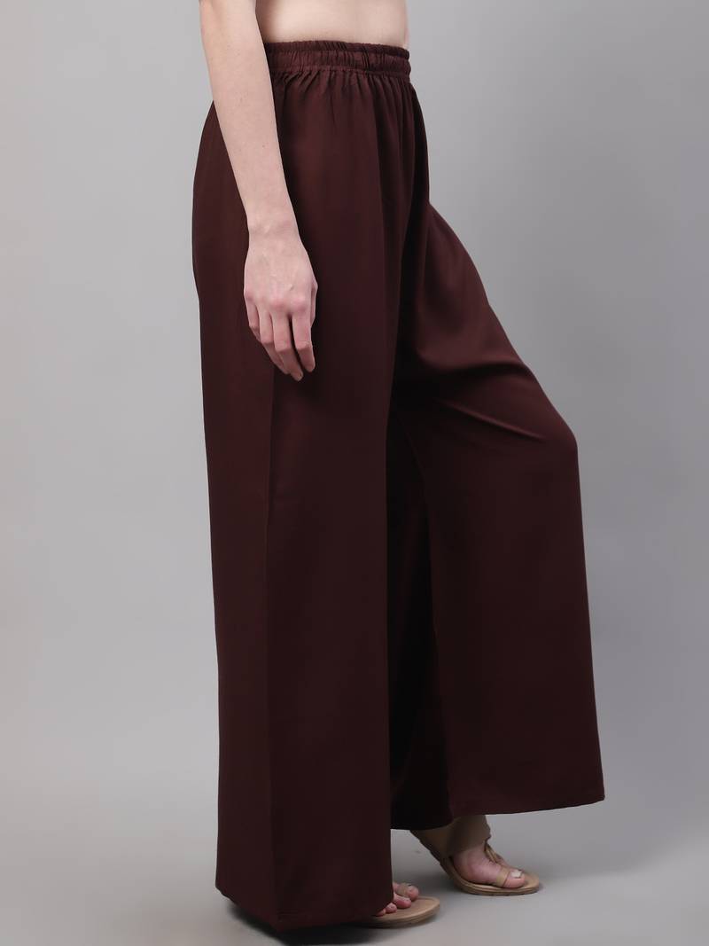 Brown Rayon flared Plus Palazzo