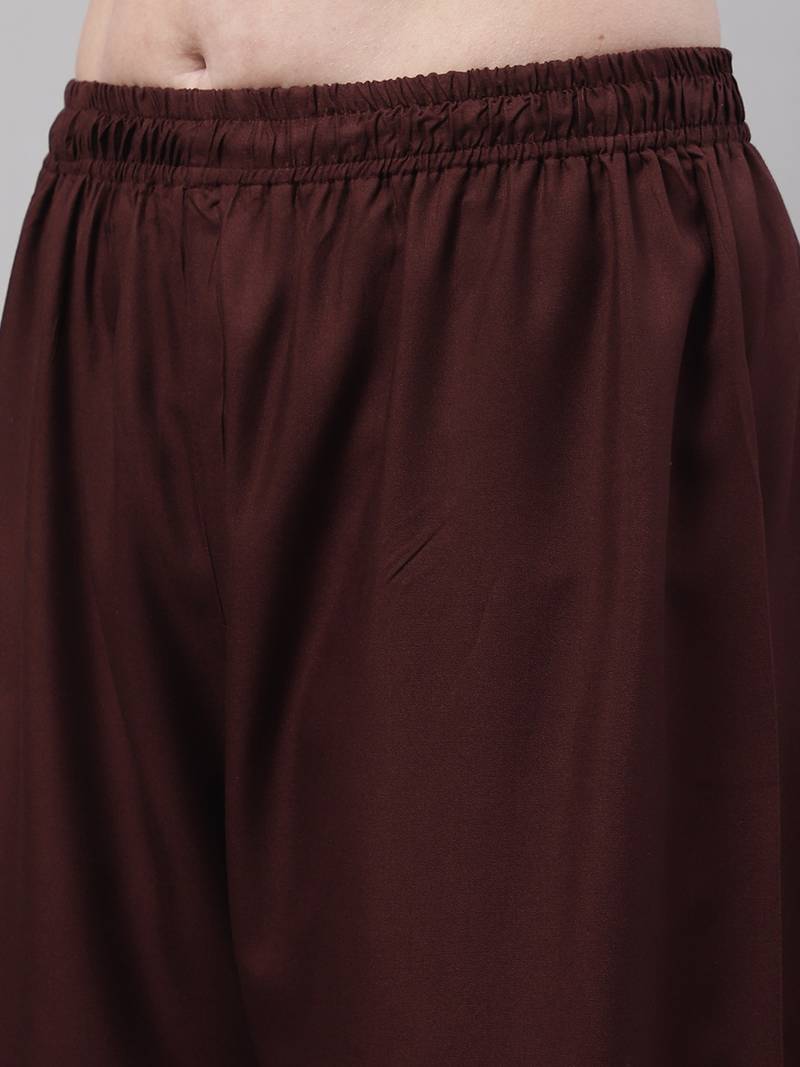 Brown Rayon flared Plus Palazzo