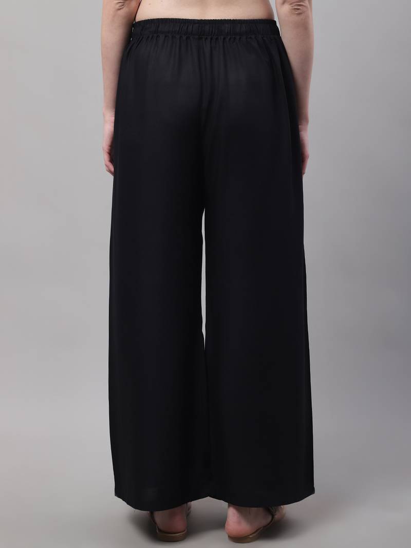 Black Rayon flared Plus Palazzo