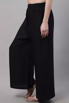 Black Rayon flared Plus Palazzo
