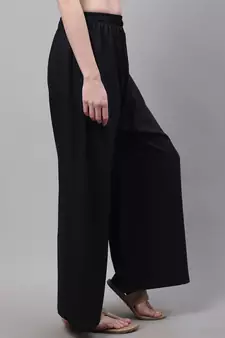 Black Rayon flared Plus Palazzo