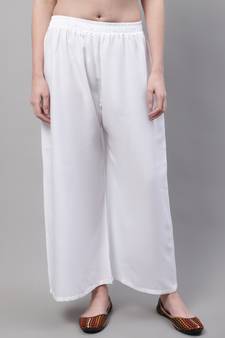 White Rayon flared Plus Palazzo