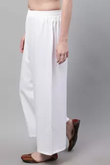 White Rayon flared Plus Palazzo