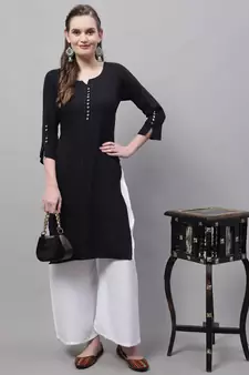 White Rayon flared Plus Palazzo