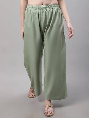 Pista Green Rayon flared Plus Palazzo 1