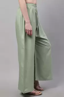 Pista Green Rayon flared Plus Palazzo