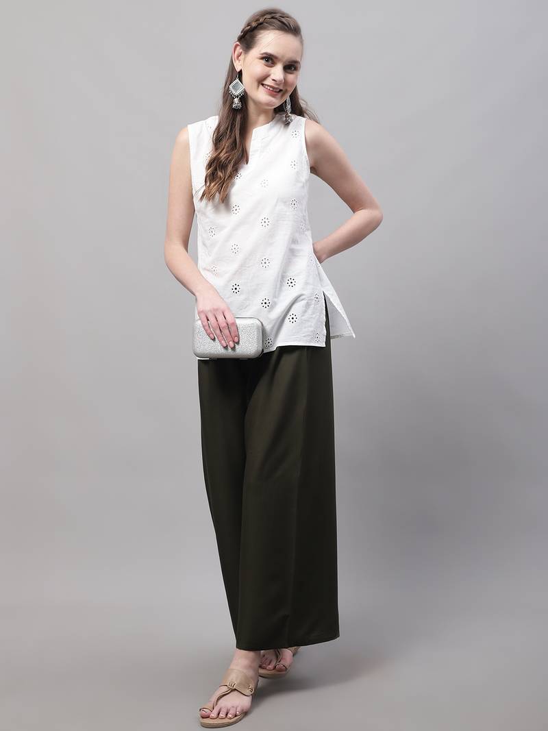Olive Rayon flared Plus Palazzo