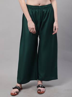 Dark Green Rayon flared Plus Palazzo 1