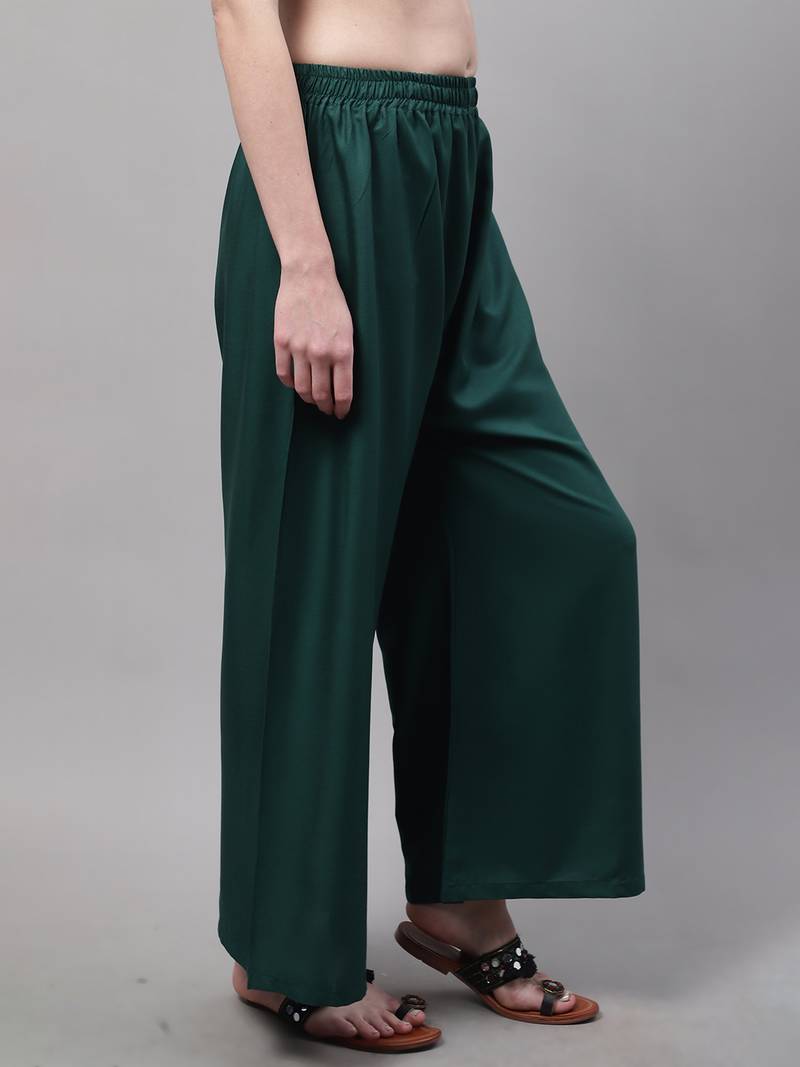 Dark Green Rayon flared Plus Palazzo