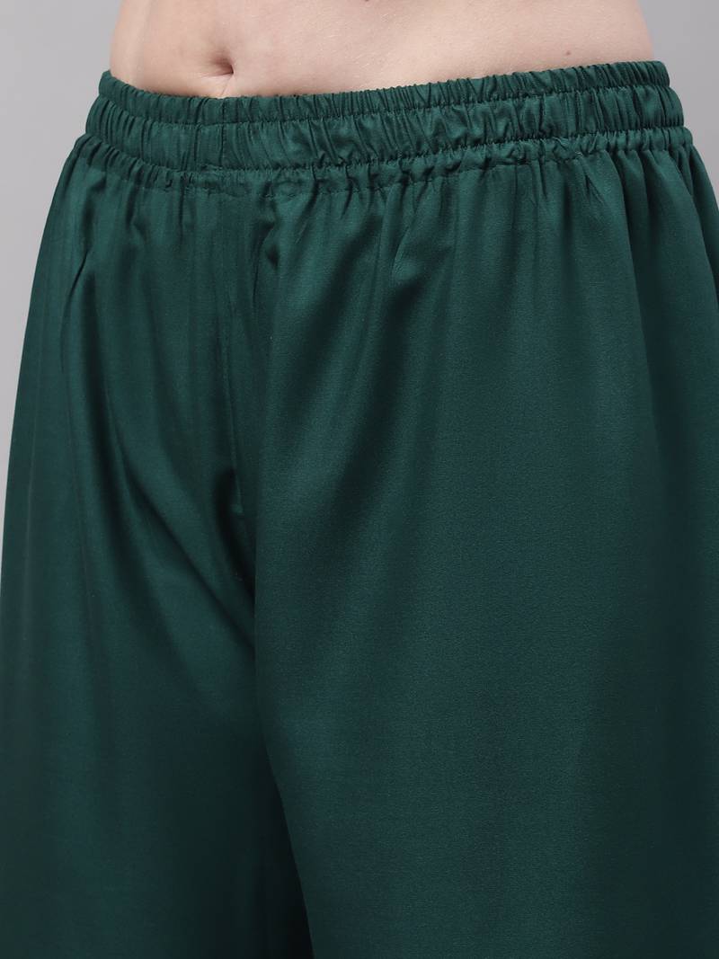 Dark Green Rayon flared Plus Palazzo