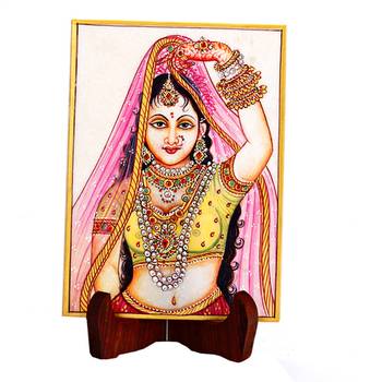 Pure White Marble Square Decorative Plate With Handpainted Motifs 1