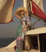 Sea Green Woven Nylon Saree With Blouse