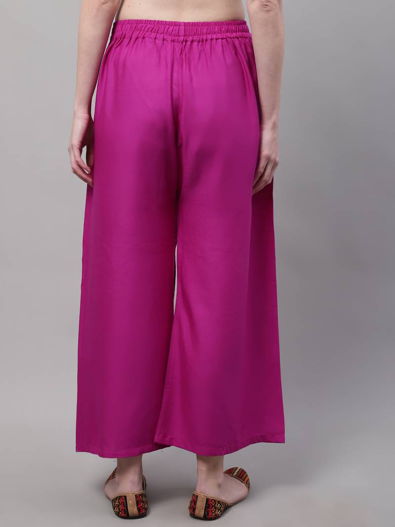 Magenta Rayon flared Plus Palazzo