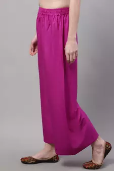 Magenta Rayon flared Plus Palazzo
