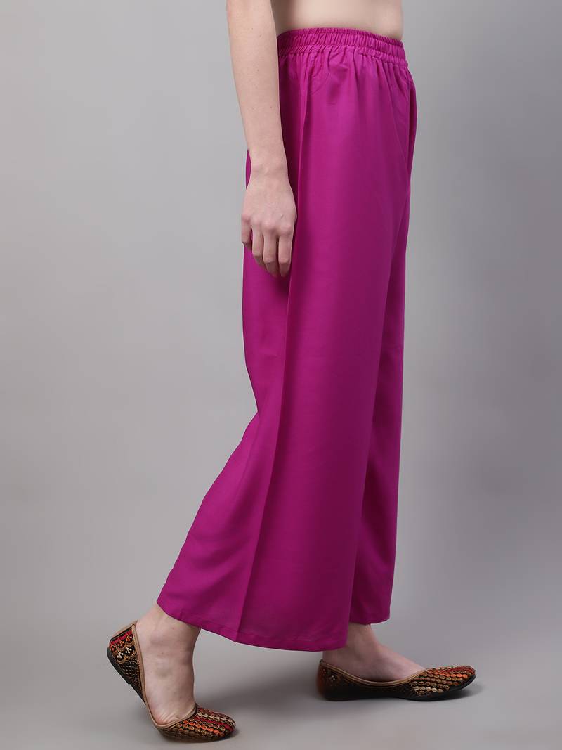 Magenta Rayon flared Plus Palazzo