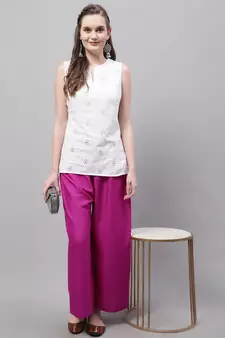 Magenta Rayon flared Plus Palazzo