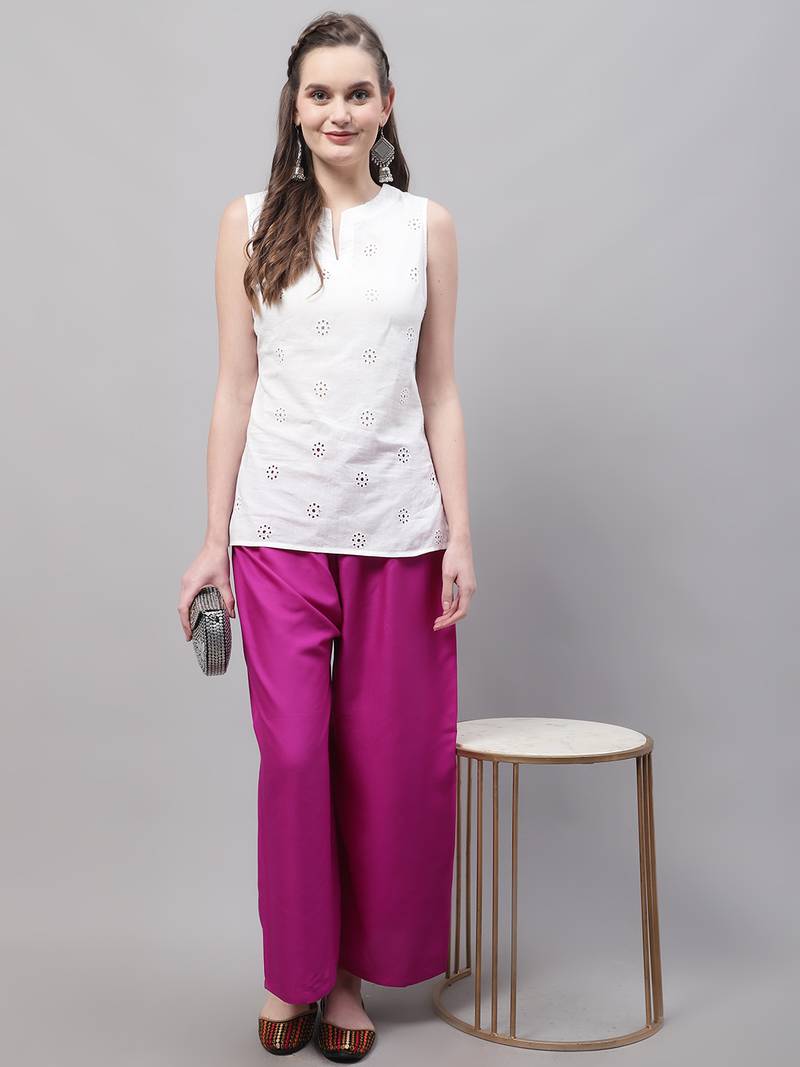 Magenta Rayon flared Plus Palazzo