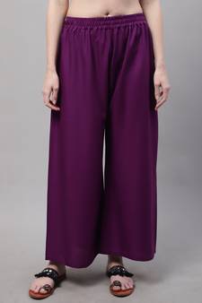 Purple Rayon flared Plus Palazzo
