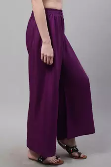 Purple Rayon flared Plus Palazzo