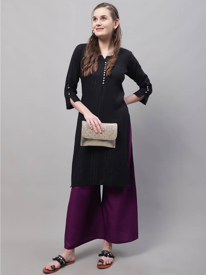 Purple Rayon flared Plus Palazzo