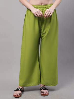 Green Rayon flared Plus Palazzo 1