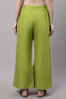 Green Rayon flared Plus Palazzo