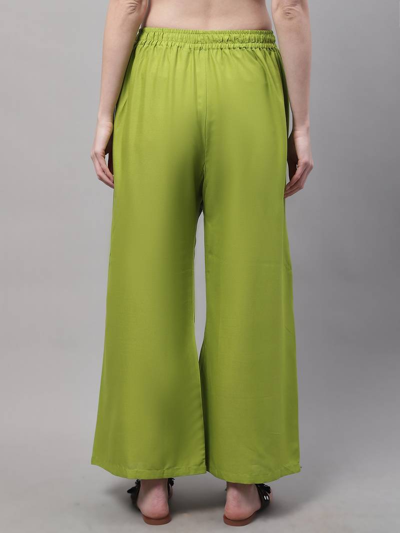 Green Rayon flared Plus Palazzo
