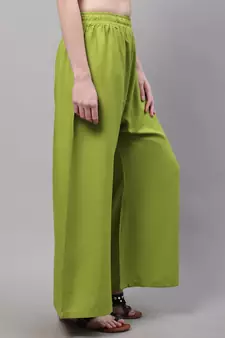 Green Rayon flared Plus Palazzo