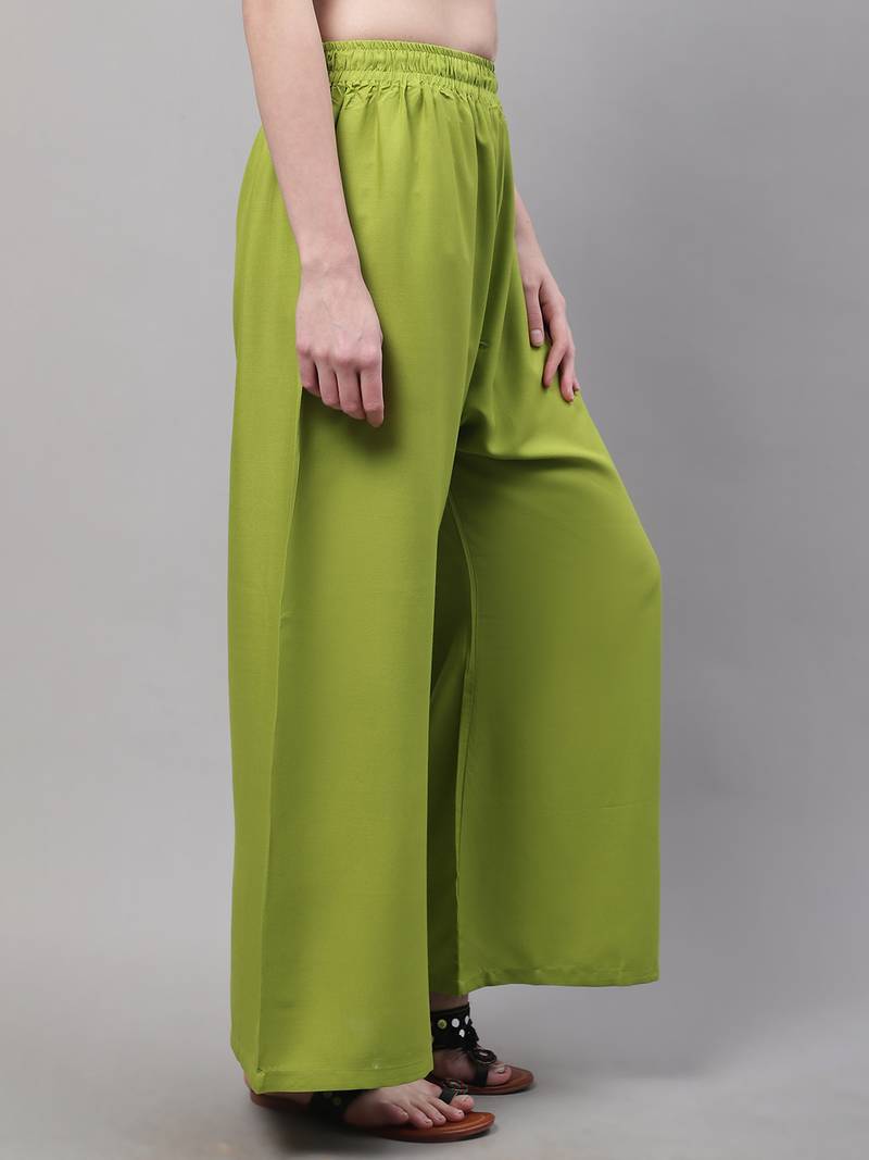 Green Rayon flared Plus Palazzo