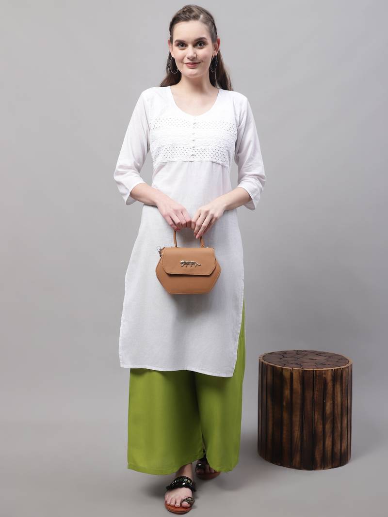 Green Rayon flared Plus Palazzo