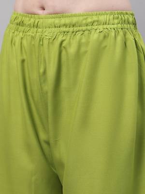 Green Rayon flared Plus Palazzo 6