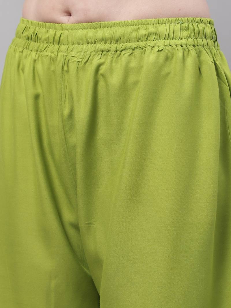 Green Rayon flared Plus Palazzo