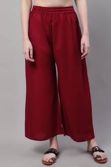 Maroon Rayon flared Plus Palazzo