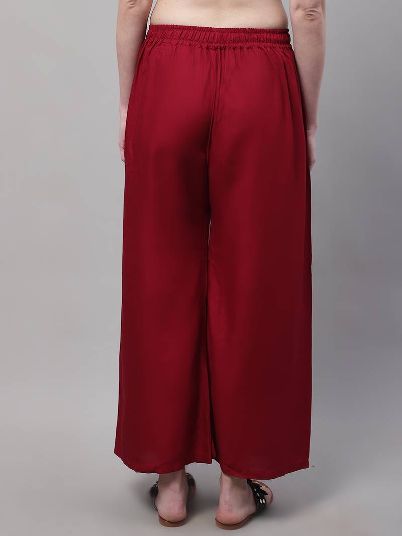 Maroon Rayon flared Plus Palazzo