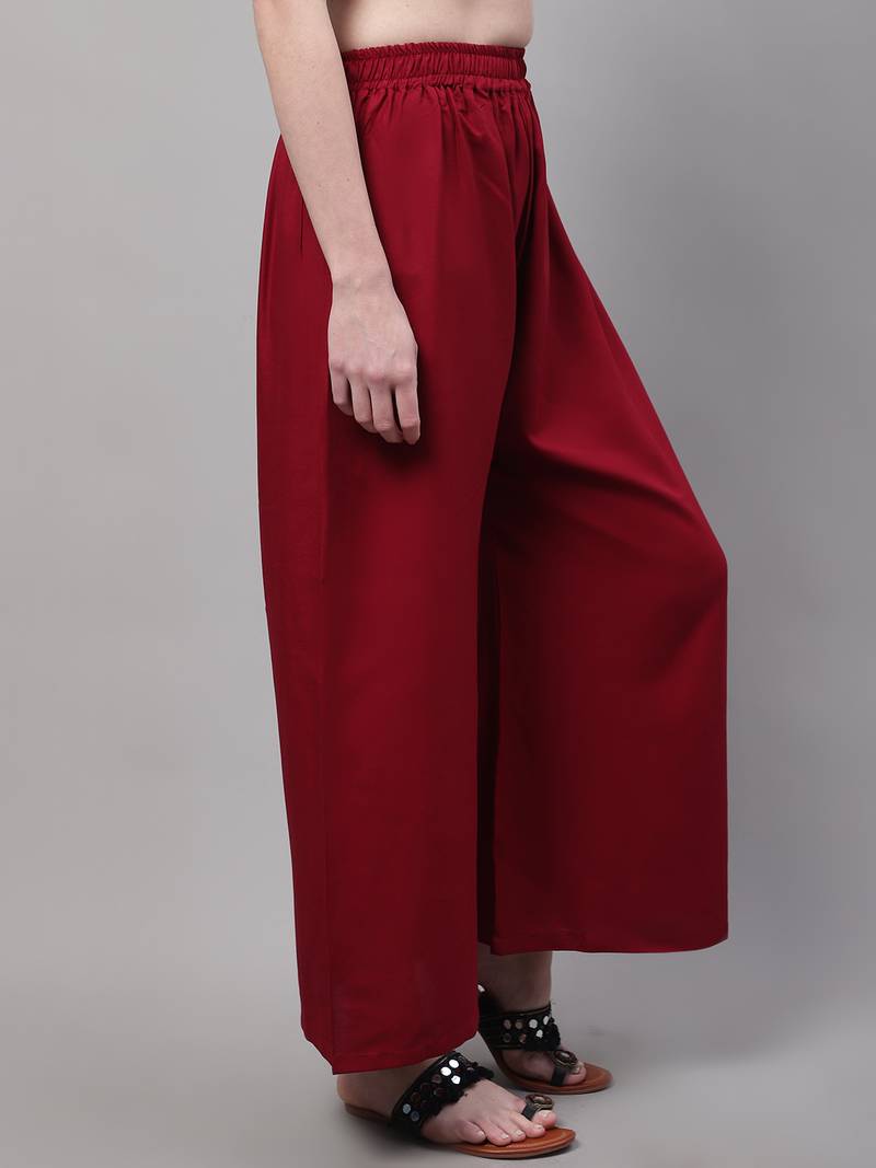 Maroon Rayon flared Plus Palazzo