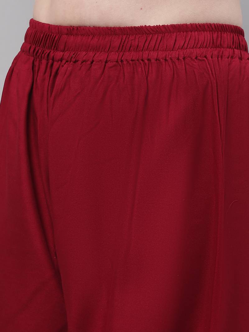 Maroon Rayon flared Plus Palazzo