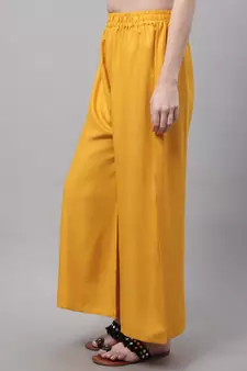 Mustard Rayon flared Plus Palazzo