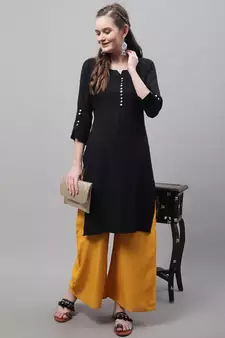 Mustard Rayon flared Plus Palazzo