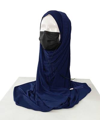 ANA Jersey Stethoscope Medico Mask and Earphone friendly Hijab- Blue 1