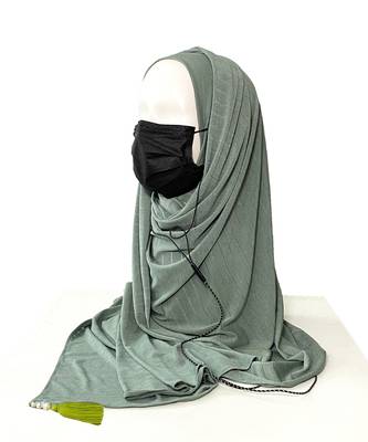 ANA Jersey Stethoscope Medico Mask and Earphone friendly Hijab- Dusty Green 1