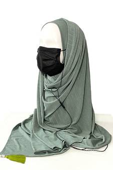 ANA Jersey Stethoscope Medico Mask and Earphone friendly Hijab- Dusty Green
