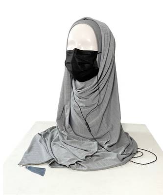 ANA Jersey Stethoscope Medico Mask and Earphone friendly Hijab- Grey 1