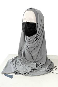 ANA Jersey Stethoscope Medico Mask and Earphone friendly Hijab- Grey