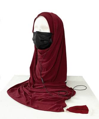 ANA Jersey Stethoscope Medico Mask and Earphone friendly Hijab- Maroon 1
