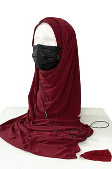 ANA Jersey Stethoscope Medico Mask and Earphone friendly Hijab- Maroon