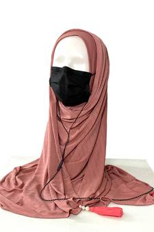 ANA Jersey Stethoscope Medico Mask and Earphone friendly Hijab- Peach