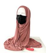 ANA Jersey Stethoscope Medico Mask and Earphone friendly Hijab- Peach
