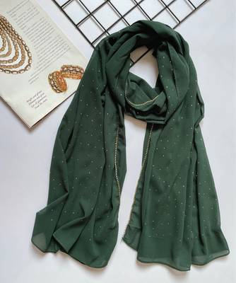 ANA Georgette Crystal Edge Hijab- Green 1