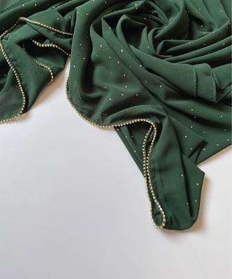 ANA Georgette Crystal Edge Hijab- Green 2