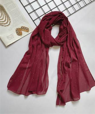 ANA Georgette Crystal Edge Hijab- Maroon 1